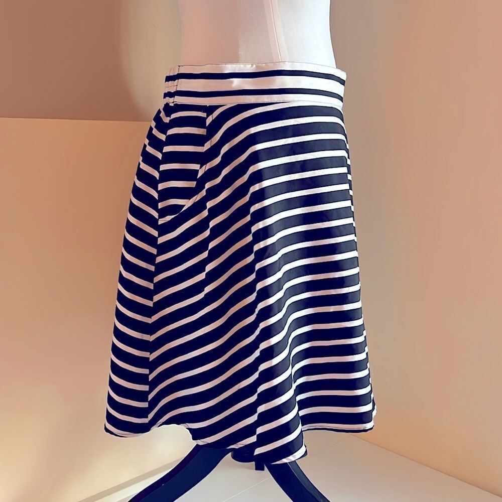 Vanity Black and White Striped A-Line Mini Skirt
